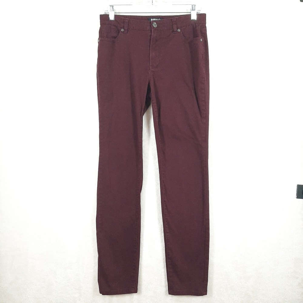 Buffalo David Bitton Hope Burgundy‎ Mid Rise Skinny Stretch Pants Women's 29